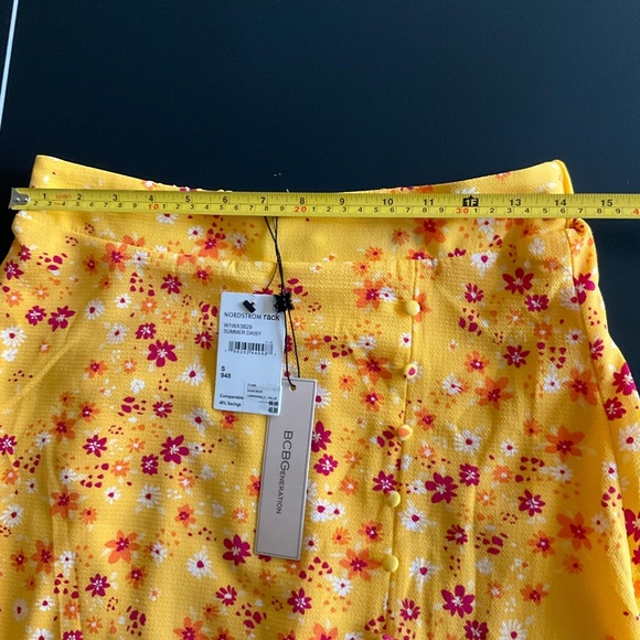 NWT BCBG Floral Yellow Button Down Midi Skirt - Picture 8 of 10
